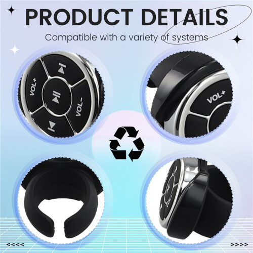 Wireless Bluetooths Remote Controller Car Motorcycle Bike Media Button MP3 Music Player for Android IOS Phone Tablet 2