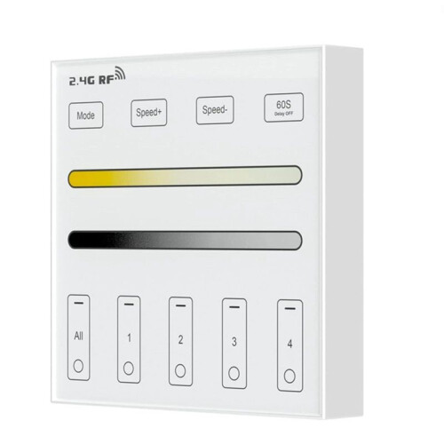 2.4G RF 4 Zone 86 Panel DM/CCT  LED Controller Dual Color Temperature Touch Controller for LED Light Control