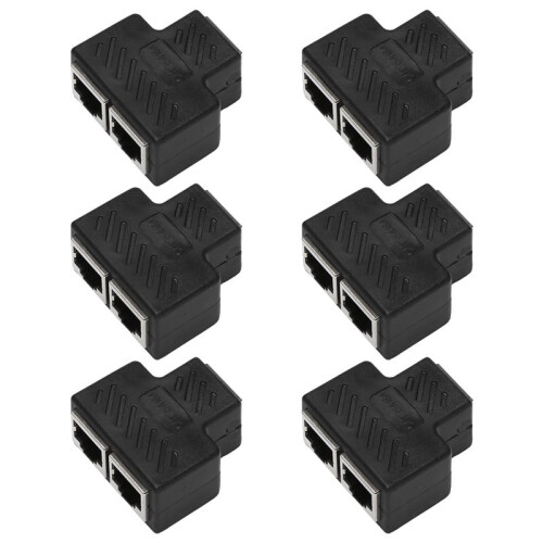 2 Port RJ45 Splitter Adapter LAN Network Ethernet Extender Connector Plug Lot 6pcs