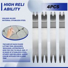 4Pcs Stainless Steel Skid Plate Snap Nail Lifter, Paver Extractor Tool Removal Raised Brick Settling Tool (185X22mm)