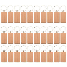30Pcs Blank Rectangle Wooden Key Chain Diy Wood Keychains Key Tags Can Engrave Diy Gifts