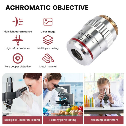 Microscope Plan Achromatic Objective Lens 4X Biological Metallurgical Microscope Objectives 2