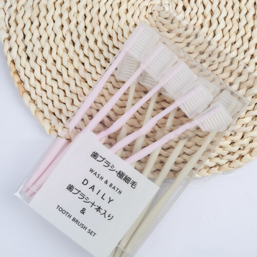 10 Pezzi Spazzolino con Piccola Testa e Setole Morbide a 360, Rosa e Beige, Ideale per Casa e Viaggi 1