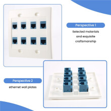 Ethernet Wall Plate 8 Port - Double Gang Cat6 RJ45 Jack NäTverkskabel Framsida Hona Till Hona - Blå