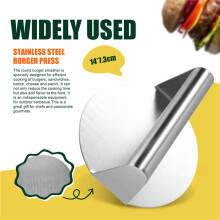 Stainless Steel Burger Press, 5.5 Inches, Round Burger Smasher, Non-Adhesive Bacon and Grill Press for Steaks, Panini