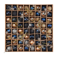 64 Pezzi Multiuso Ornamenti Natalizi Regali di Natale Palle Albero di Natale -Oro Blu