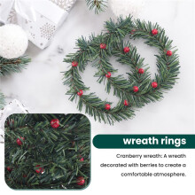 8 PCS Holly Berry Candle Ring Small Artificial Red Berries Pine Needles Wreath for Christmas Garland Ornaments Decor