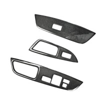 3Pcs for Veloster 2011-2017 Carbon Fiber Window Lift Button Panel Cover Trim Interior Decoration