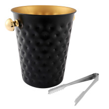 Stainless Steel Hammered Ice Bucket Wine Champagne Bucket Home Hotel Ice Supplies KTV Supplies,Black