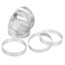 8St Rostfritt StåL TåRtring, VäRmebestäNdig Perforerad TåRtmousse Ring Rund Dubbelrullad TåRtring Metallform 10 Cm