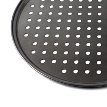 Stampo per pizza antiaderente perforato da 24,5 cm in acciaio al carbonio, facile da rimuovere