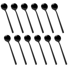 Dessert LöFfel Kaffee LöFfel Schwarz Plattiert Tee LöFfel Mattiert Griff füR Dessert Tee Eis Kuchen Kaffee Set Von 12
