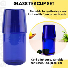 Transparent Candy Color Glass Teacup Set Simple Heat-Resistant Drinking Juice Cup with Tea Pitcher Water Bottle -