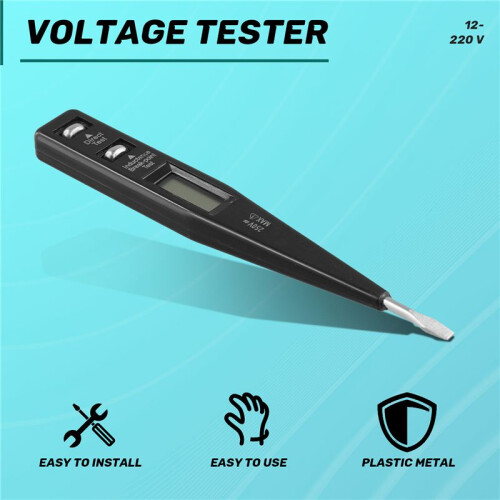 Digital Test Pencil Screwdriver Probe Light Voltage Tester Detector AC/ 12-220V Electrical Test Pen Voltmeter,Black 1
