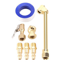 6PCS Brass Air Chuck Set,1/4 Inch Closed  Air Chuck & Female NPT Dual  Air Chuck & Closed Flow Tire Chuck