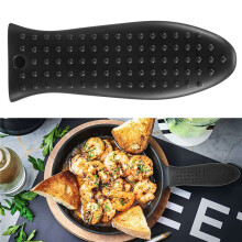 Guss Eiserne Pfannen Griff Abdeckungen Set Rutschfester Silikon Topf Lappen BestäNdig für KüChe für Pfannen Grill Platten Kochgeschirr Schwarz