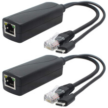 Splitter PoE Gigabit 5V Confezione da 2, USB Tipo C, Adattatore da 48V a 5V 2.4A, Conforme a IEEE 802.3Af