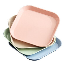 4 PCS 15cm Wheat Straw Square Plates Unbreakable Tableware Plates Reusable Square Dishes
