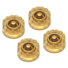 Gouden Gekartelde Snelheidsknoppen voor SG Elektrische Gitaar (Set van 4) Gekarteld, Geschikt voor 24 Fijnvertandende Aspotentiometers