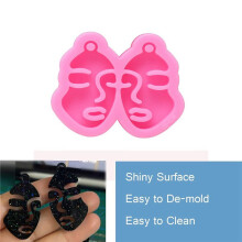 Glossy Girl Face Earring Mold Resin Silicone Mold DIY Epoxy Mould Decoration Keychain