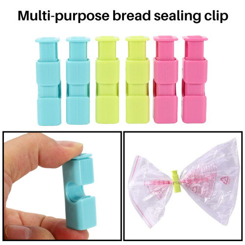 Squeeze Bread Bag Clips, Bag Cinches, Bagel Bag Clips, Slip Grip Easy Squeeze e Lock, Assorted Color, 6 Pack 1