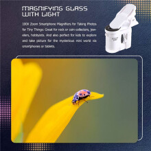 100X Zoom Clip- Microscope with LED Light, Portable Magnifier Loupe Pocket Magnifying Lens Glass