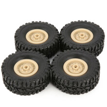4Pcs Rubber Wheel Rim Tire Tyre for RC 1/16 Climbing Crawler Car WPL B-1/B-24/C-14/C-24/B-16 Truck Model Spare Parts Accessories,Yellow