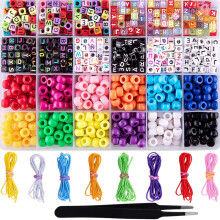 1000 Pieces Bracelet Making Beads ABC Beads  Beads Letter Alphabet Beads with 8 Rolls Colorful Elastic Bracelet String for Jewelry Making DIY