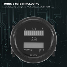 LED with Hour Meter Round Battery Indicator Meter Gauge 12/24V 36V 48V 72V for Boat  Cart  Club Cart Forklift