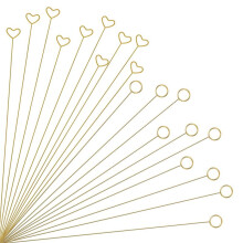 20 Pcs Gold Flower Card Holder Sticks, 12 Inch Metal Wire Floral Picks, Gold Flower Pick Card Holder,Heart, Circle