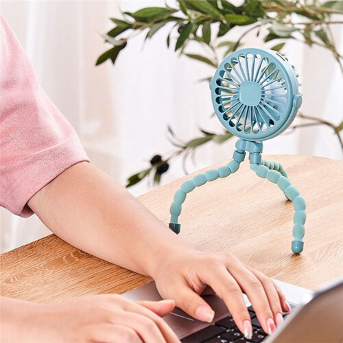 Portable USB Rechargeable Silent  Fan 3 Speed Adjustable with Lighting Function for Car  Stroller 2