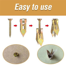 100PCS Upgraded Self-Drilling Anchors Screws, Drywall Anchors and Screws Kit, Easy Application No Drill or Holes in Wall