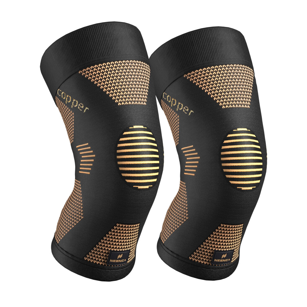 Copper Knee Compression Sleeve Brace for Pain Relief, Arthritis Support, Running and Workout  Pair