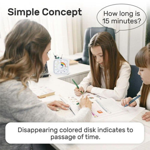 60 Minute Visual Timer with Protective Case, Rainbow Disk Timer, Silent Countdown  Management Tool White 1