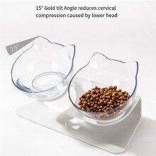 Anti-Slip Double Layer Cat Bowl and Dog Bowl with Stand Pet Feeding Water Bowl Pet Bowl Feeder Black