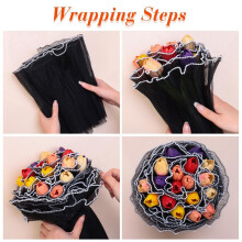 3pcs Bouquet Wrapping Paper, 11in X 4.5 Yards for Each Pearl Flower Packaging Fabric, (Black)