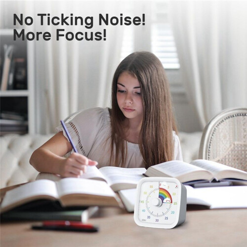 60 Minute Visual Timer with Protective Case, Rainbow Disk Timer, Silent Countdown  Management Tool White