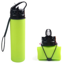 Grüner Outdoor-Sport-Wasserbecher Aus Silikon, 600 Ml, Fahrrad-Wasserbecher, Tragbarer Ring