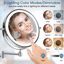 An der Wand Montierter Kosmetik Spiegel für Badezimmer mit LED Drehbar Klappbar Beleuchtung Kosmetik Spiegel mit 1X / 5X VergrößErung