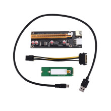 NGFF M.2 M Key to USB 3.0 PCI-E Riser Card M2 to USB3.0 PCIE 16X 1X Extender with Power for Litecoin Bitcoin Miner