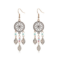 Vintage Ethnic Golden Leaf Dangle Drop Earrings Hanging For Women Female Fashion Anniversary Jewelry Ornaments Accessories
