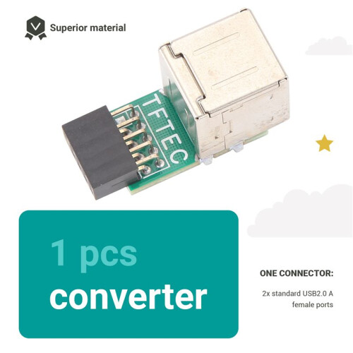 9-Pins Moederbord Naar 2 Poorten USB 2.0 A Vrouwelijke Interne Headeradapter 2