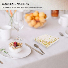 Tovaglioli da Cocktail Gold Dot(Confezione da 50)Tovaglioli di Carta un 3 Strati con Pois Dorati Perfetti per Feste di Compleanno, Baby Shower, Addio