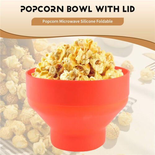 Popcorn Microwave Silicone Foldable Red Kitchen Easy Tools Diy Popcorn Bucket Bowl Maker with Lid 1