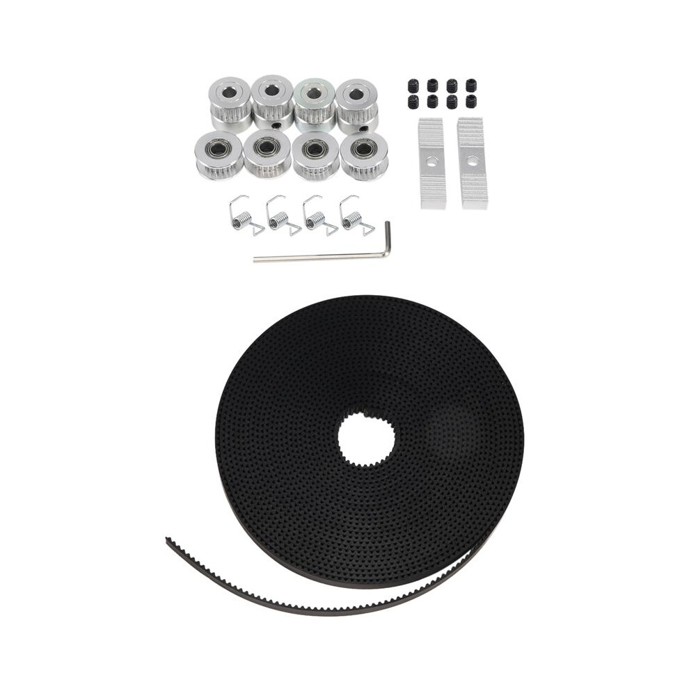 5Mx6mm Gt2 Timing Belt +4Pcs 20 Tooth 5Mm Inner Diameter Pulley +4Pcs Idler + 4Pcs Tensioner Spring Torsion +2Pcs Gear Clamp Mount And Hex Wrench For 4711164213026