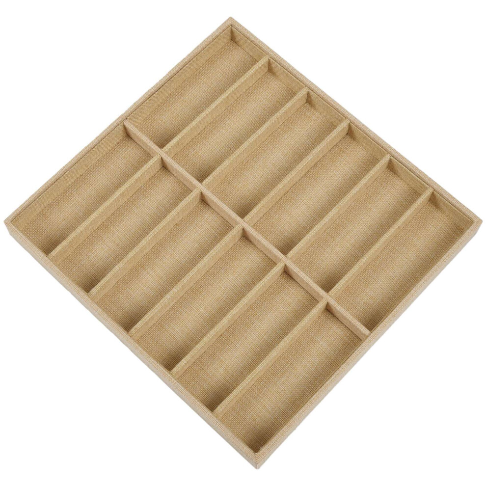 Sunglasses Box Eyewear Organizer Display Case Collector Eyeglass Box Sunglasses Storage Box 12 Grid Jute