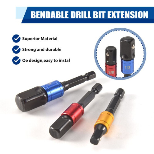 Flexible Drill Extension Hex Shank Drill Nut Driver Bit Set, Bendable Drill Bit,Universal Socket Adapter Set 2