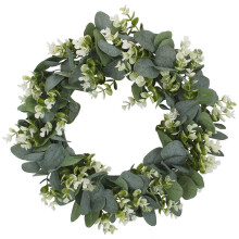 Faux Boxwood Wreath 12.9Inch Artificial Green Leaves Wreath for Front Door Hanging Wall Window Wedding Party Decoration