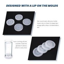 4 Pack Round Silicone Coaster Molds,Clear Epoxy Molds for Casting with Resin,Concrete,Cement and Polymer Clay