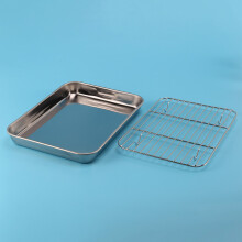 9 Inch Toaster Oven Tray and Rack Set, Small Stainless Steel Baking Pan with Cooling Rack,Dishwasher Safe Baking Sheet